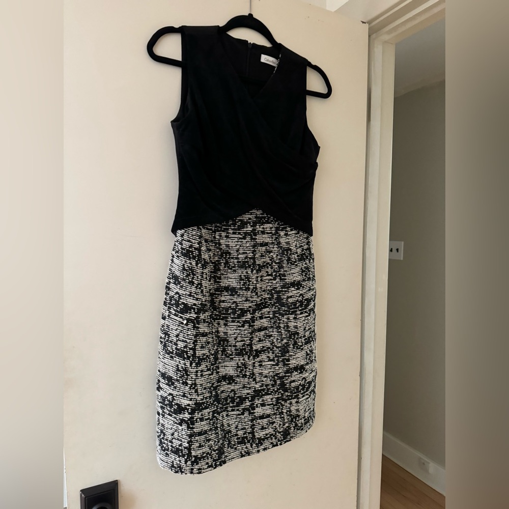 Like New Calvin Klein Workwear Sheath Dress Sz 4 Tweed/ Suede look